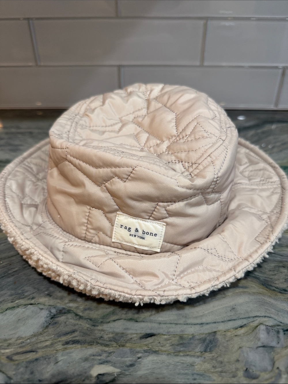 rag & bone Quilted Bucket Hat in Light Beige